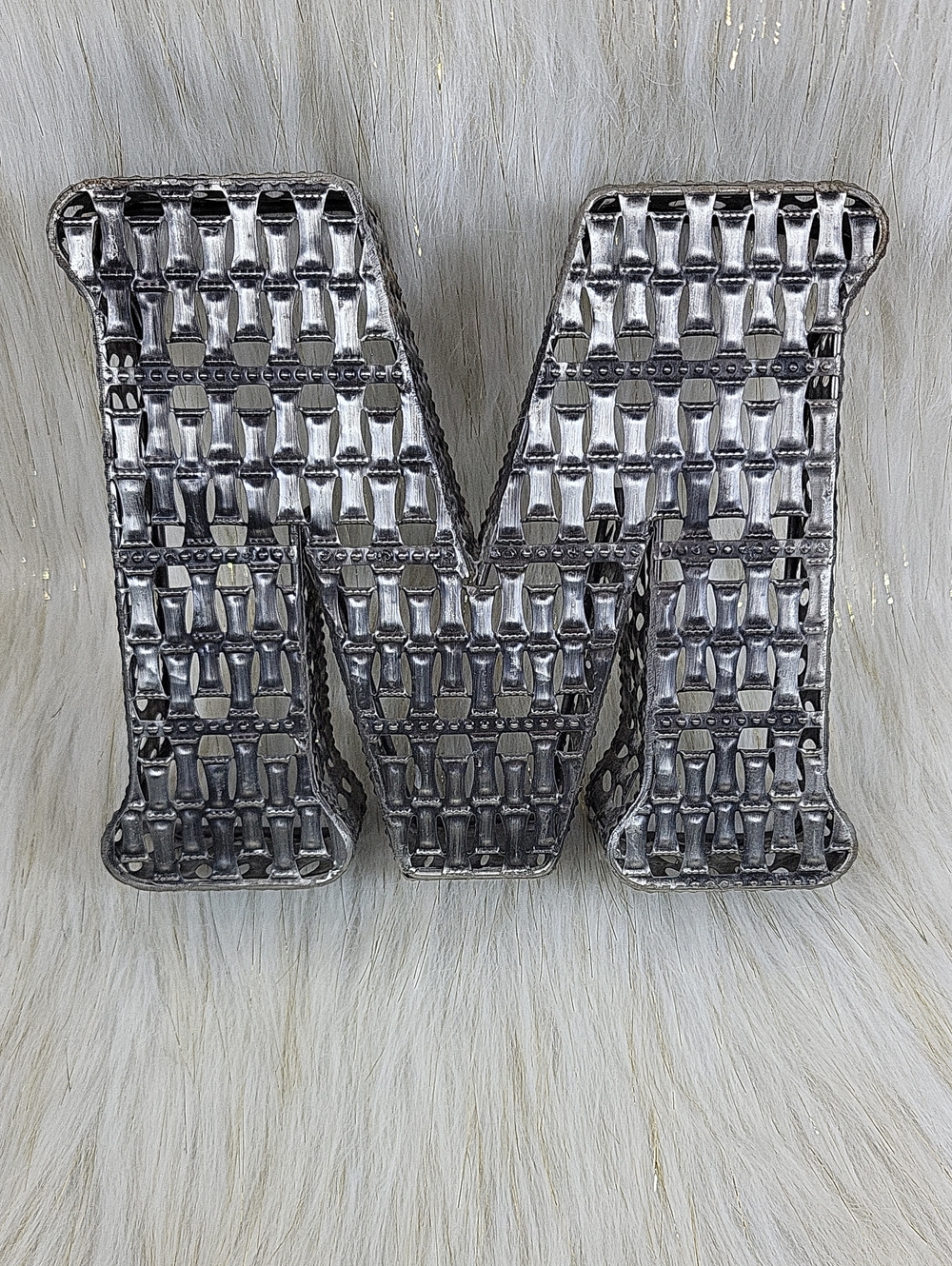 Decorative Metal Letter M Wall Accent in Silver